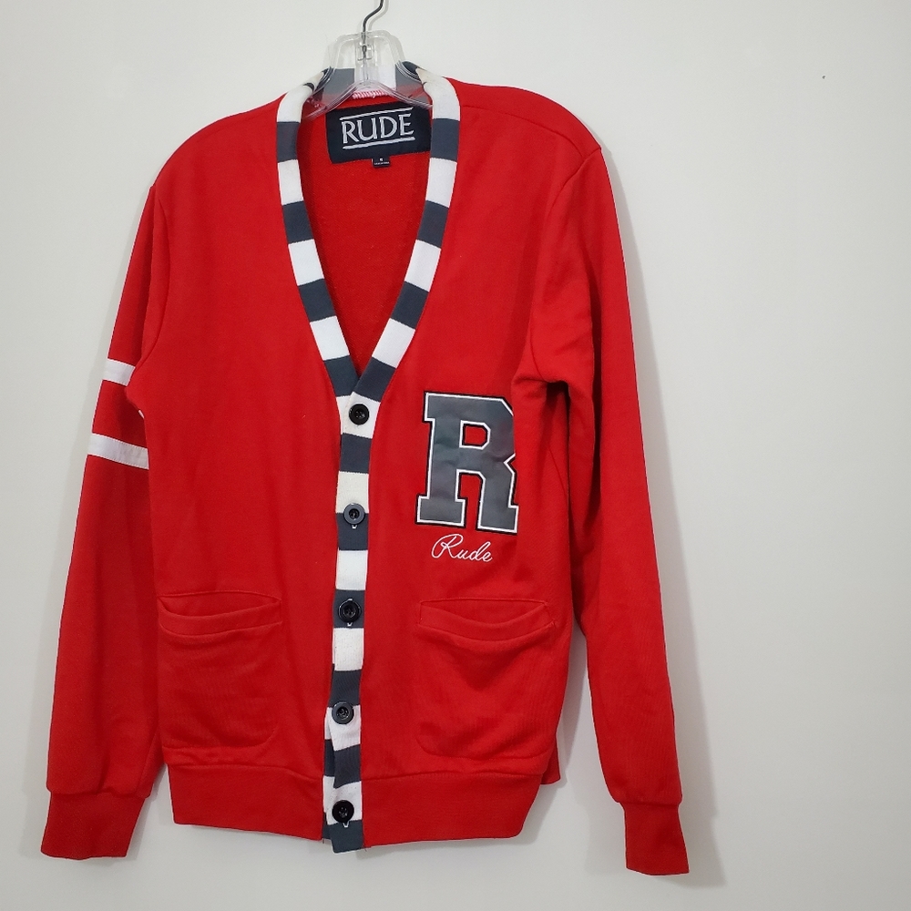 Rude Red Buttonfront Cardigon, Size Small